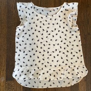 Cream dandelion flutter sleeve blouse